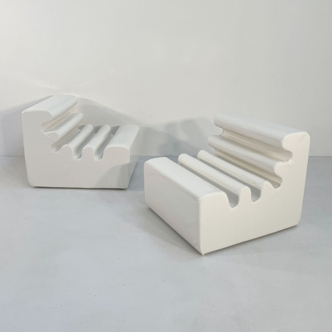 Pair of White Karelia Lounge Chairs by Liisi Beckmann for Zanotta, 1960s