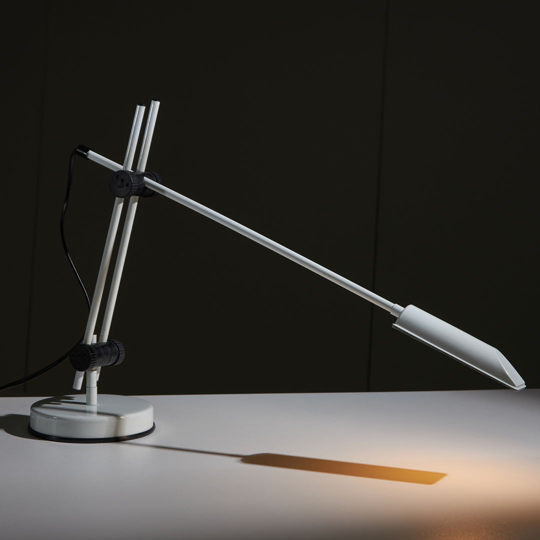 Veneta Lumi White Desk Lamp with Black Parts, 1980s