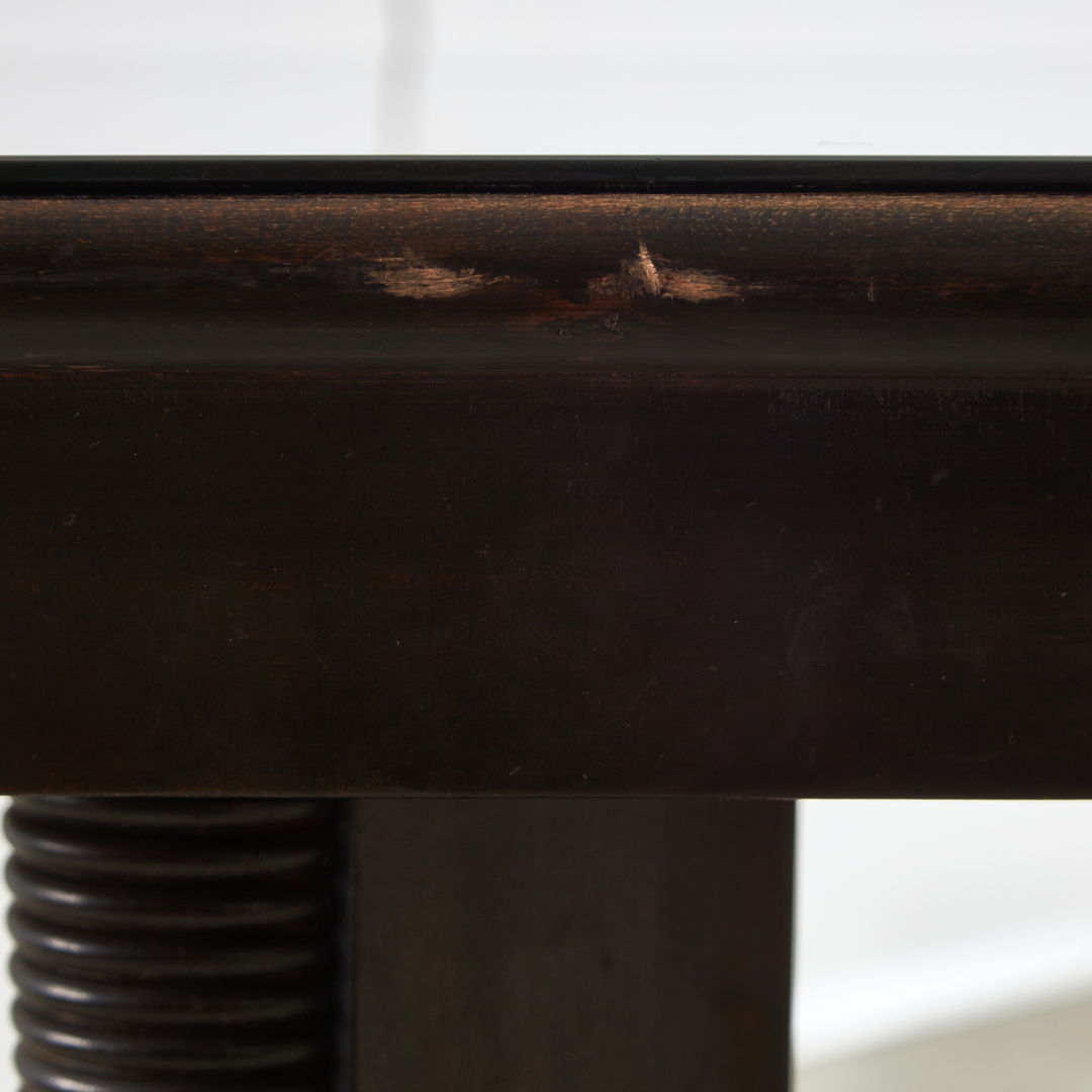 Large Robust Dinig Table with Carved Legs and Glass Top