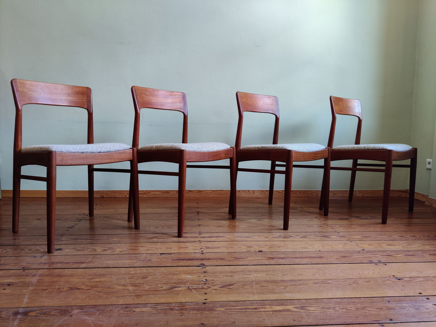 Vintage teak dining chairs by Henning Kjaernulf Korup Stolefabrik