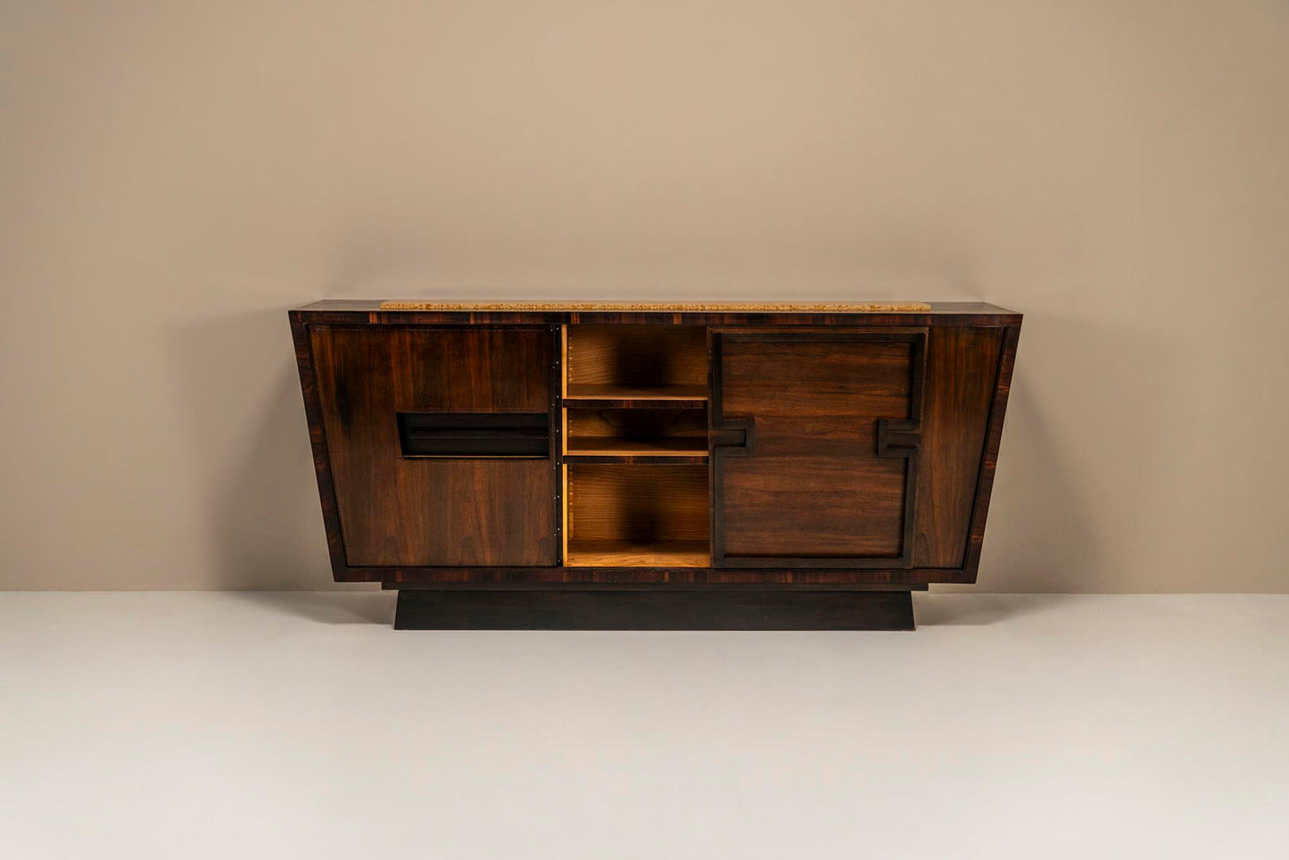 Modernist Sideboard In Studded Rosewood By Andre Sornay, France 1940s