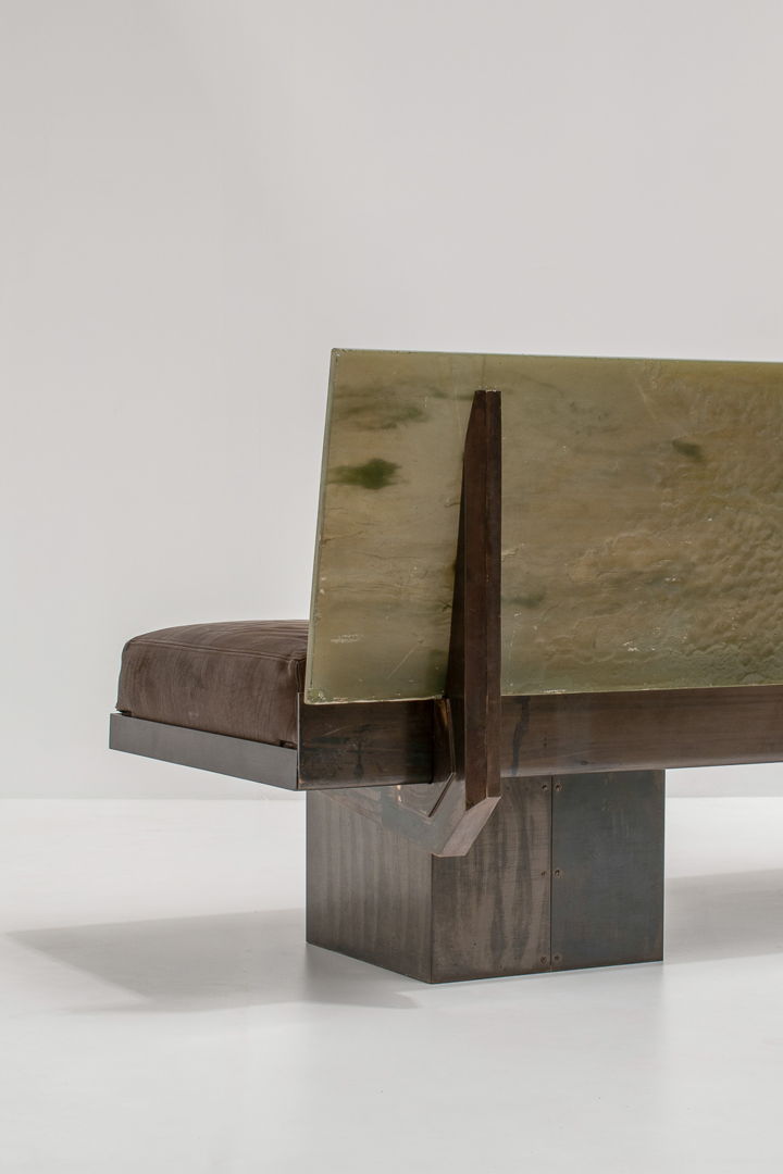 Sculptural Post-Modern Steel Sofa, France 1980s