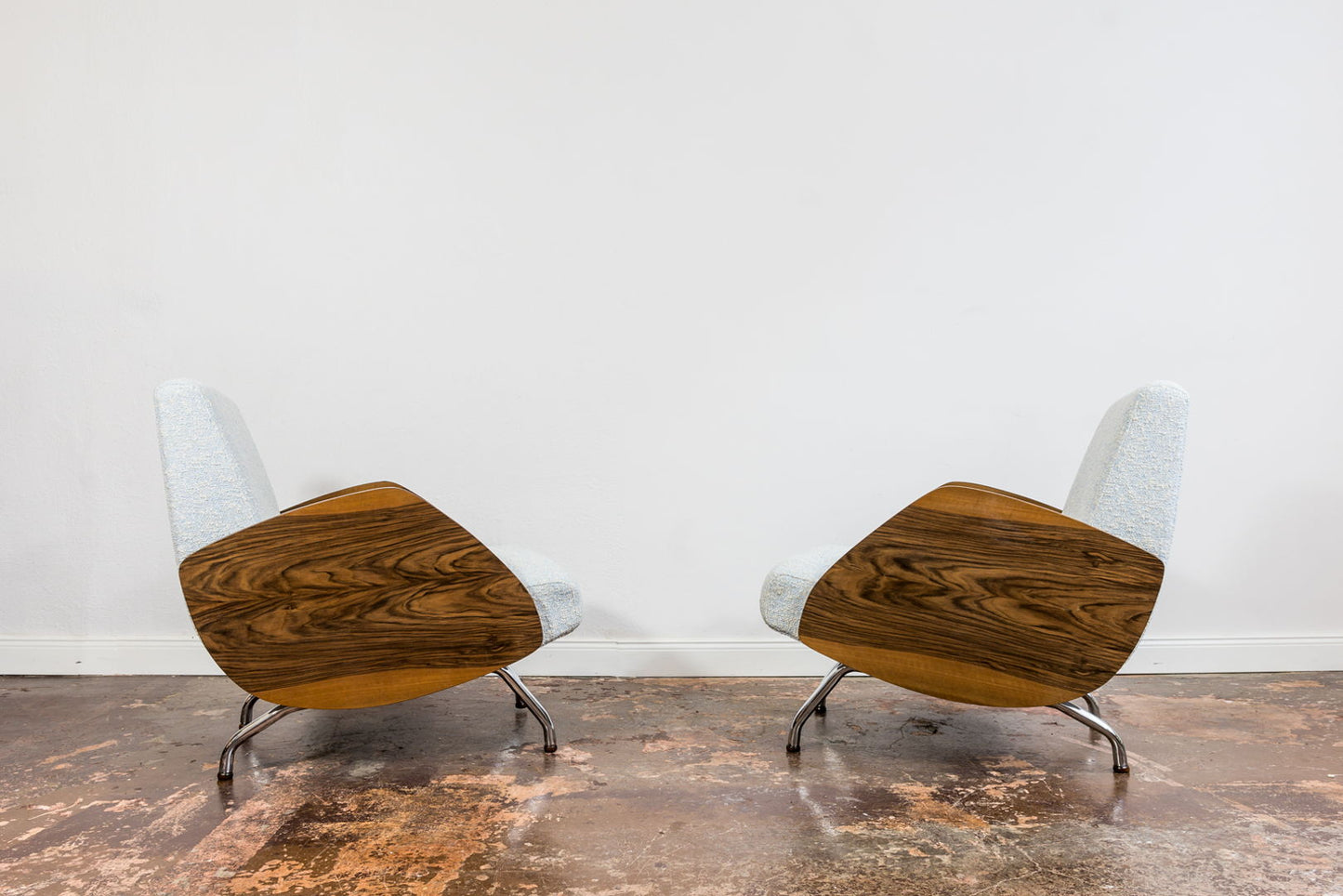 Pair of Restored Lounge Chairs in KVADRAT by Janusz Różański 1950's