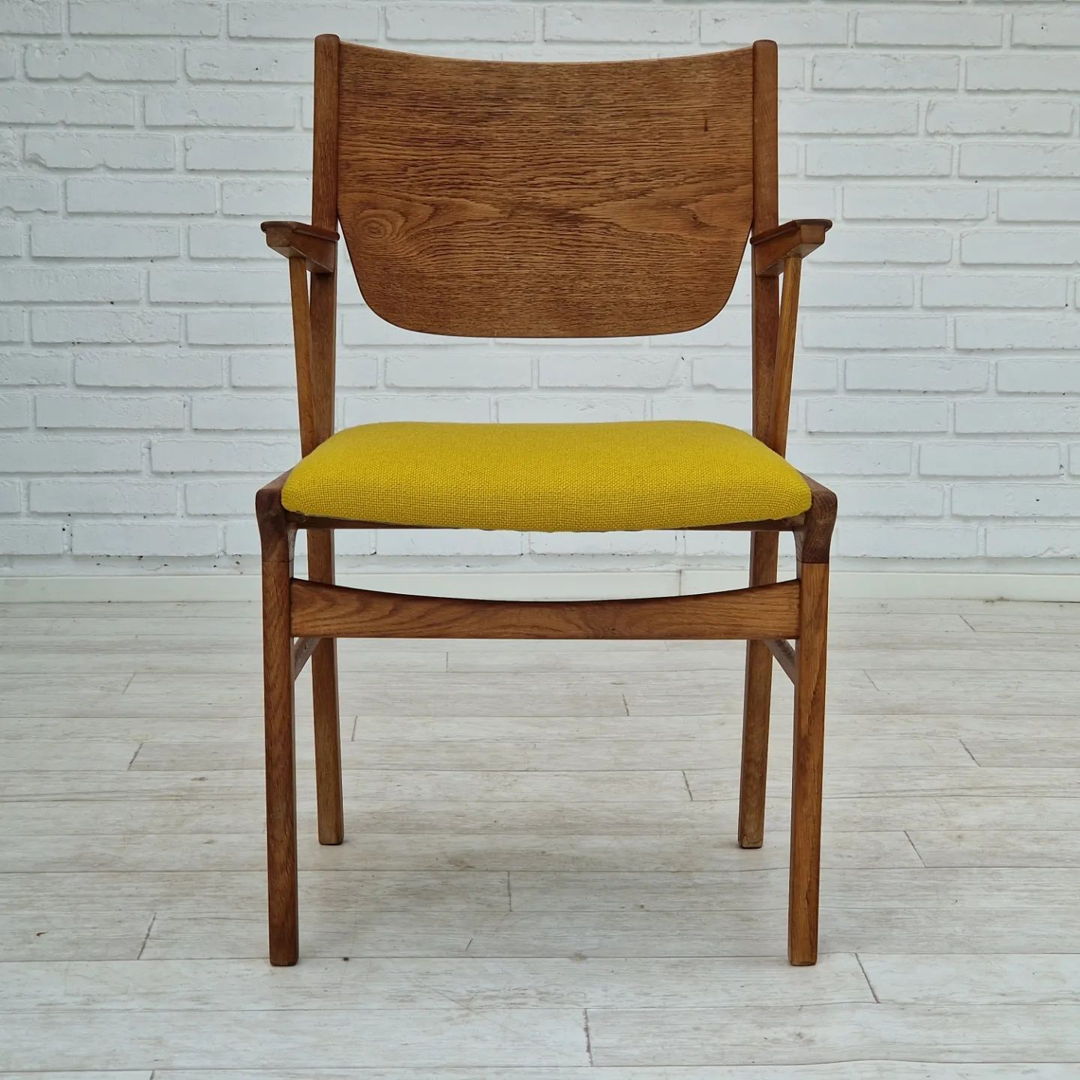 1960s, Danish design, restored armchair, Kvadrat wool, oak wood.