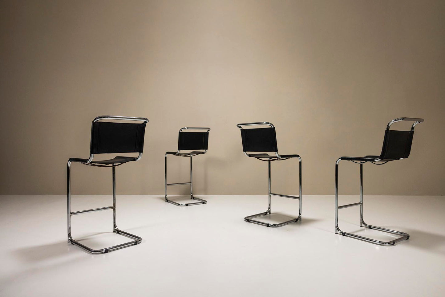 Set Of Four Bar Stools In Aluminum By Marcel Breuer For Gordon International, Italy 1970's