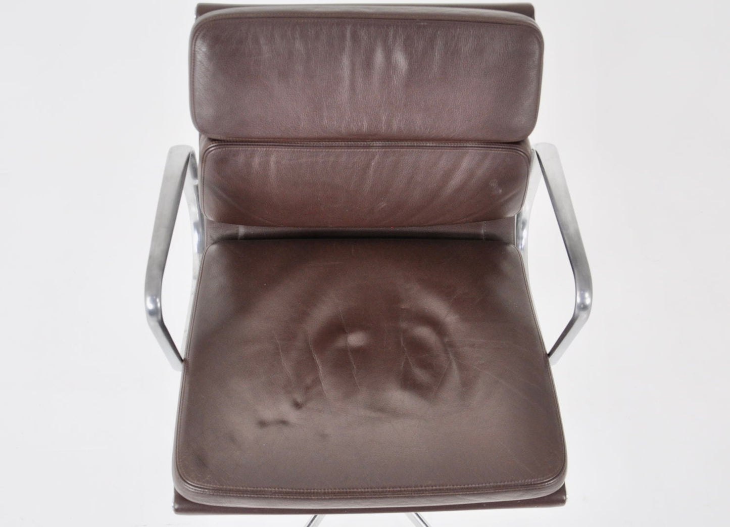 Brown Leather Soft Pad Chair by Charles & Ray Eames for Vitra, 1980s