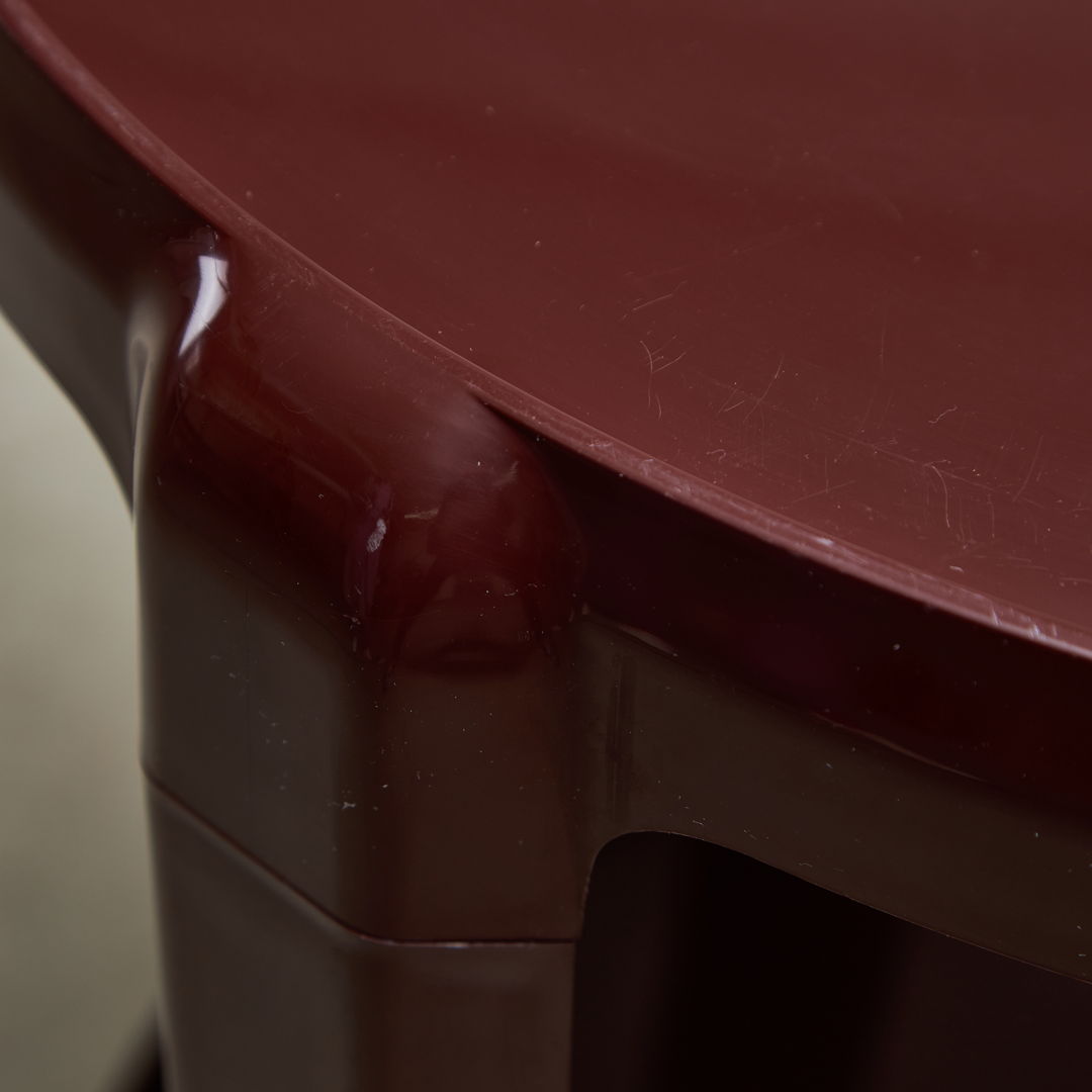 Round Bar & Serving Cart in Burgundy, by Alberto Rosselli for Kartell, 1970s