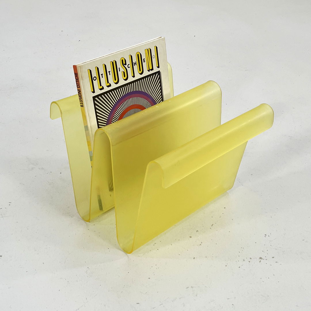 Wavy Lucite Yellow Magazine Rack, 1990s