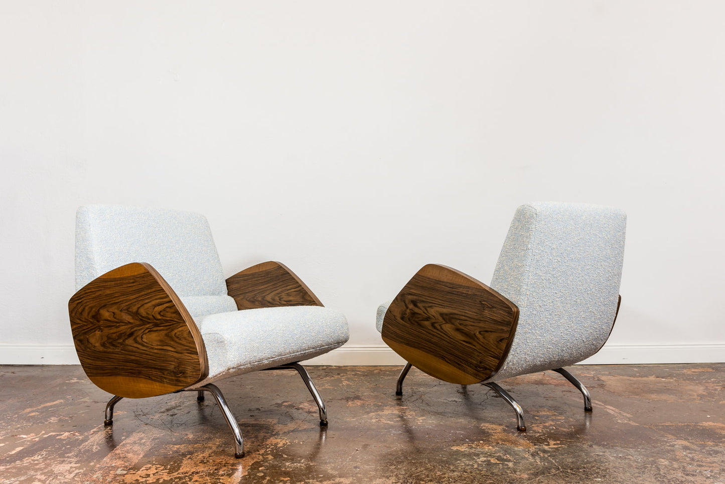 Pair of Restored Lounge Chairs in KVADRAT by Janusz Różański 1950's