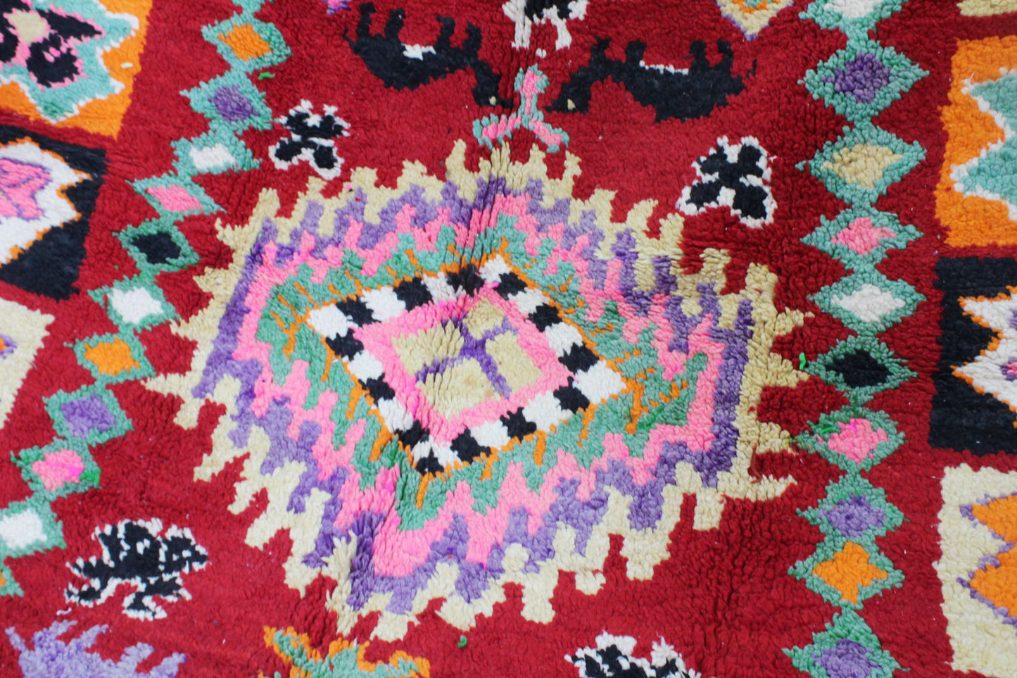 Vintage Berber handknotted Boujaad wool rug