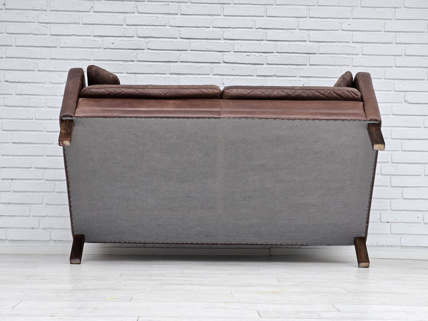 1970s, Danish 2-seater classic sofa, original brown leather.