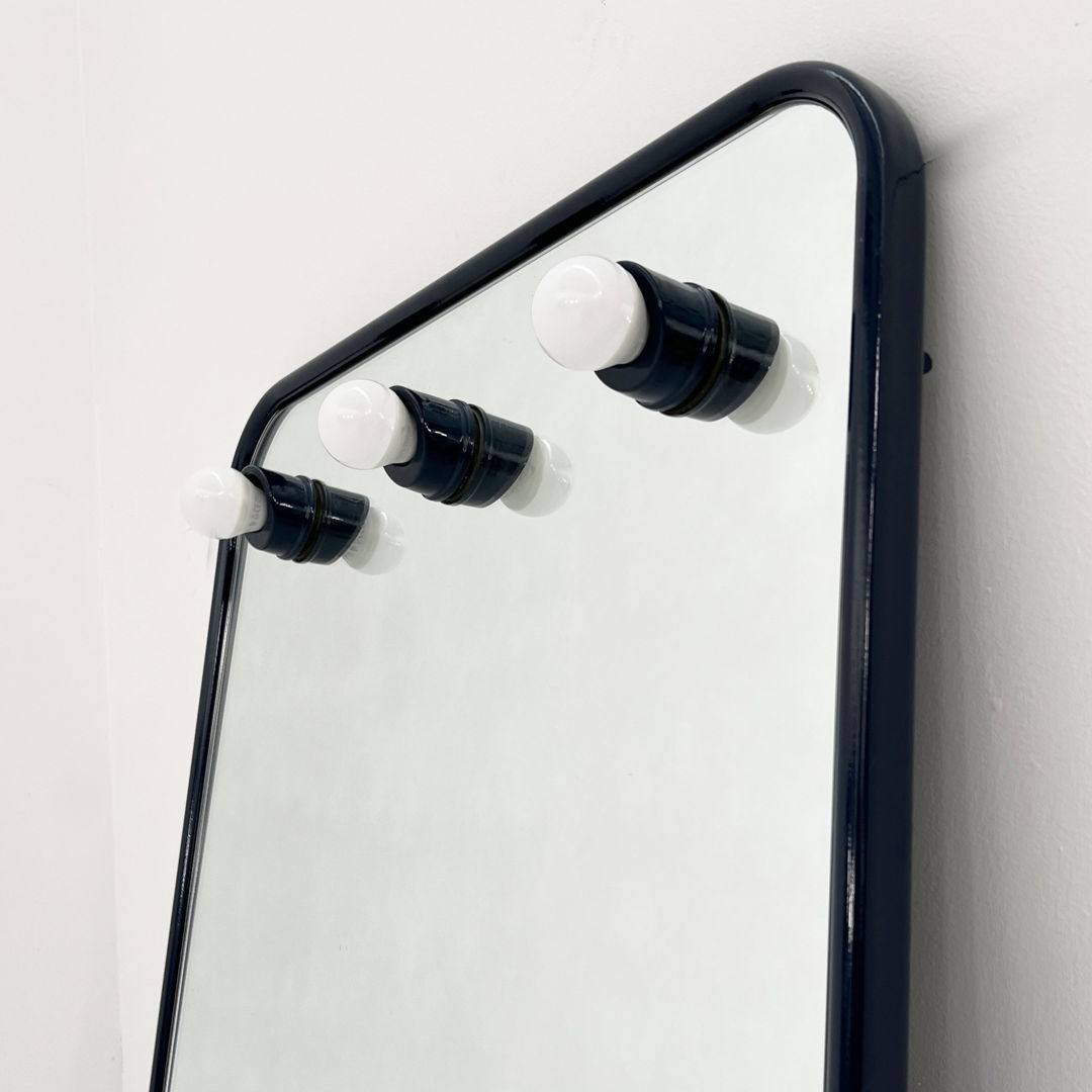 Night Blue Mirror with Lights in Metal, 1970s