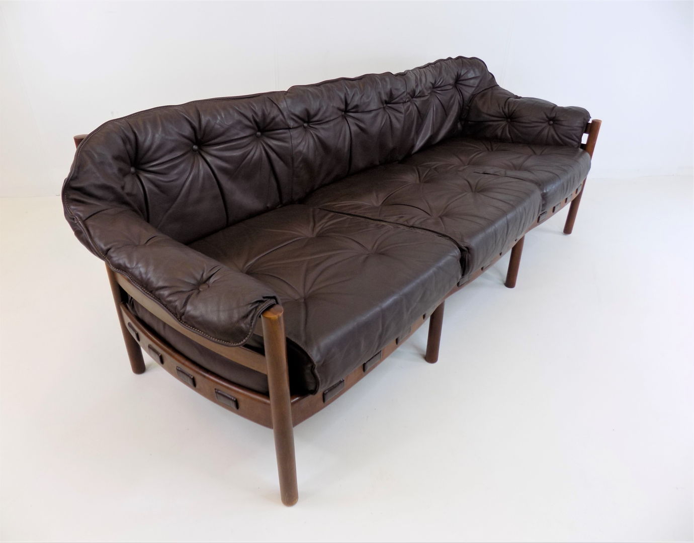 Coja 3 seater leather sofa by Sven Ellekaer, 1960s