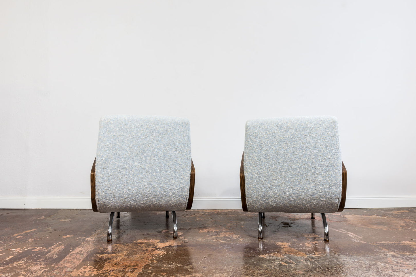 Pair of Restored Lounge Chairs in KVADRAT by Janusz Różański 1950's