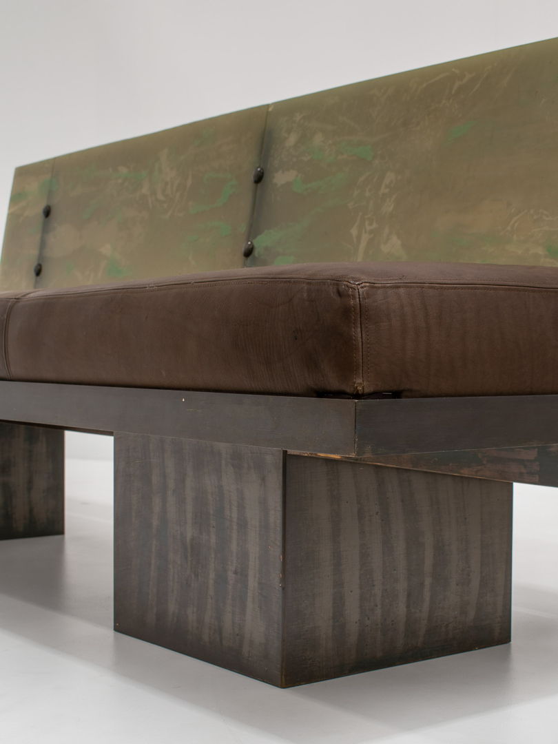 Sculptural Post-Modern Steel Sofa, France 1980s