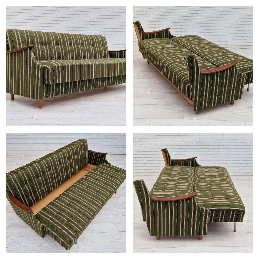 1960s, Danish 3 seater folded sleeping sofa.