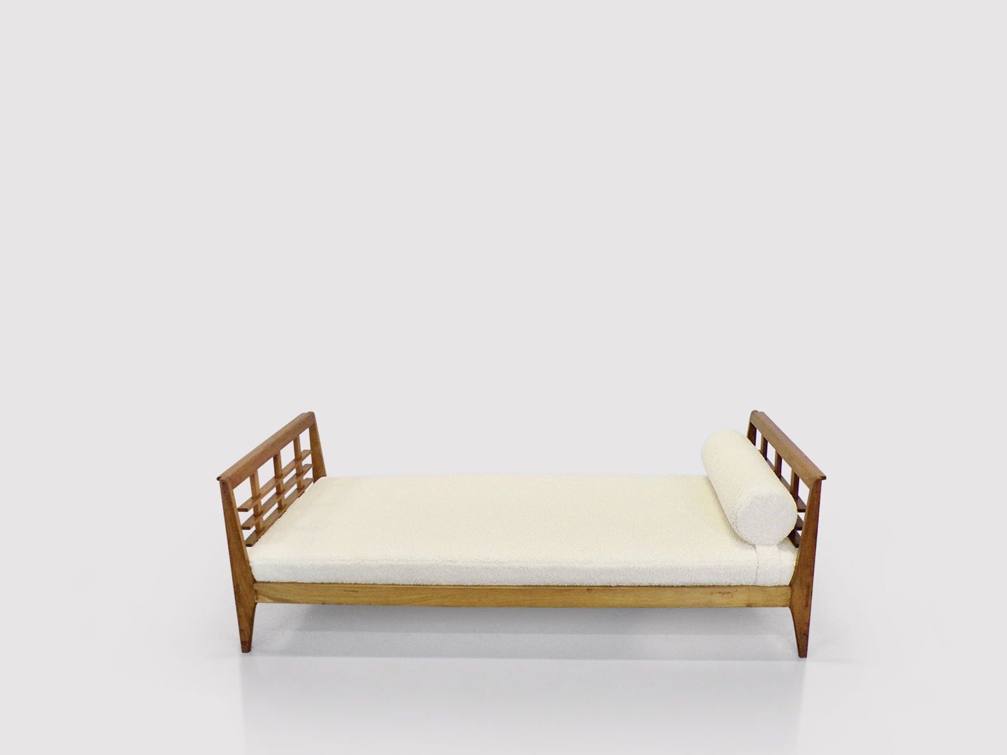 Reconstruction oak and fabric daybed by Rene Gabriel 1950s