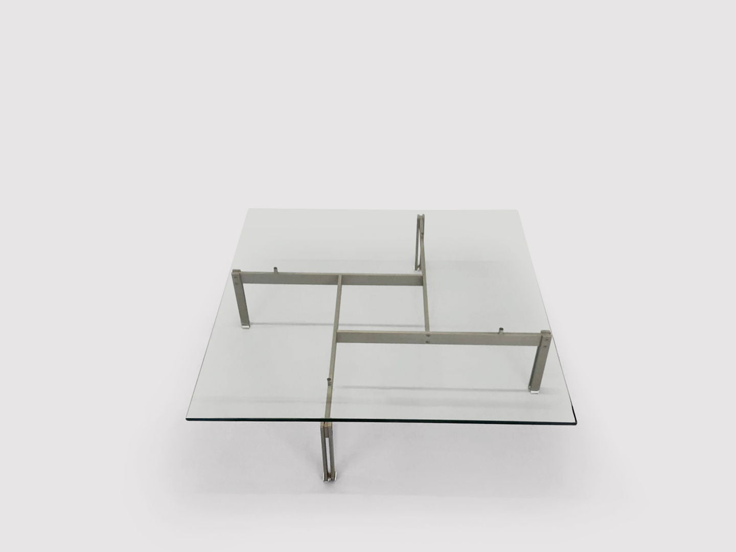 Onda brushed steel and glass coffee table by Giovanni Offredi for Saporiti 1970s