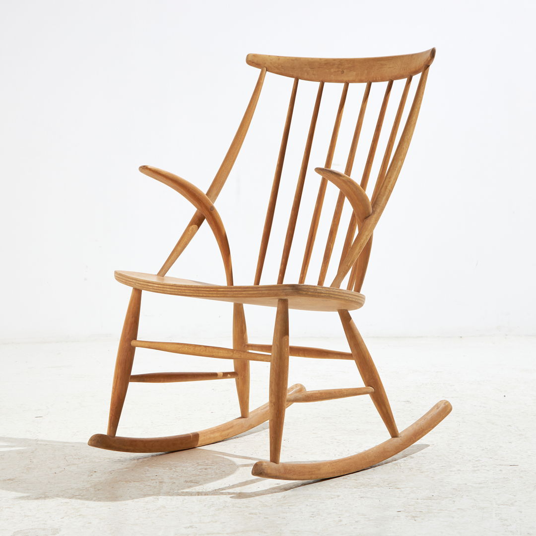 IW3 BEECH ROCKING CHAIR BY ILLUM WIKKELSØ FOR NIELS EILERSEN