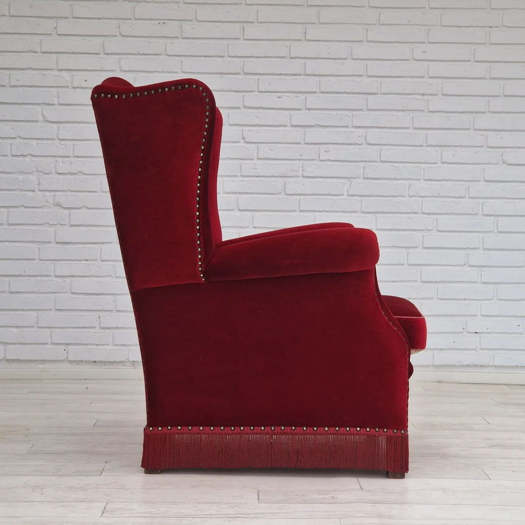 1960-70s, Danish design, dark red velour, original condition.