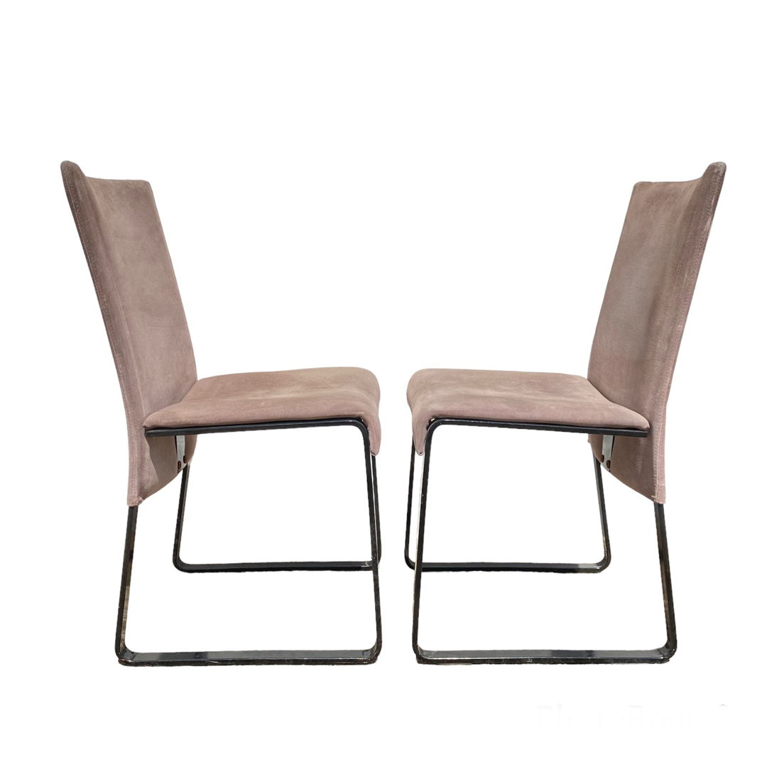 Set of 2 "Ealing" leather chairs by Giovanni Offredi for Saporiti