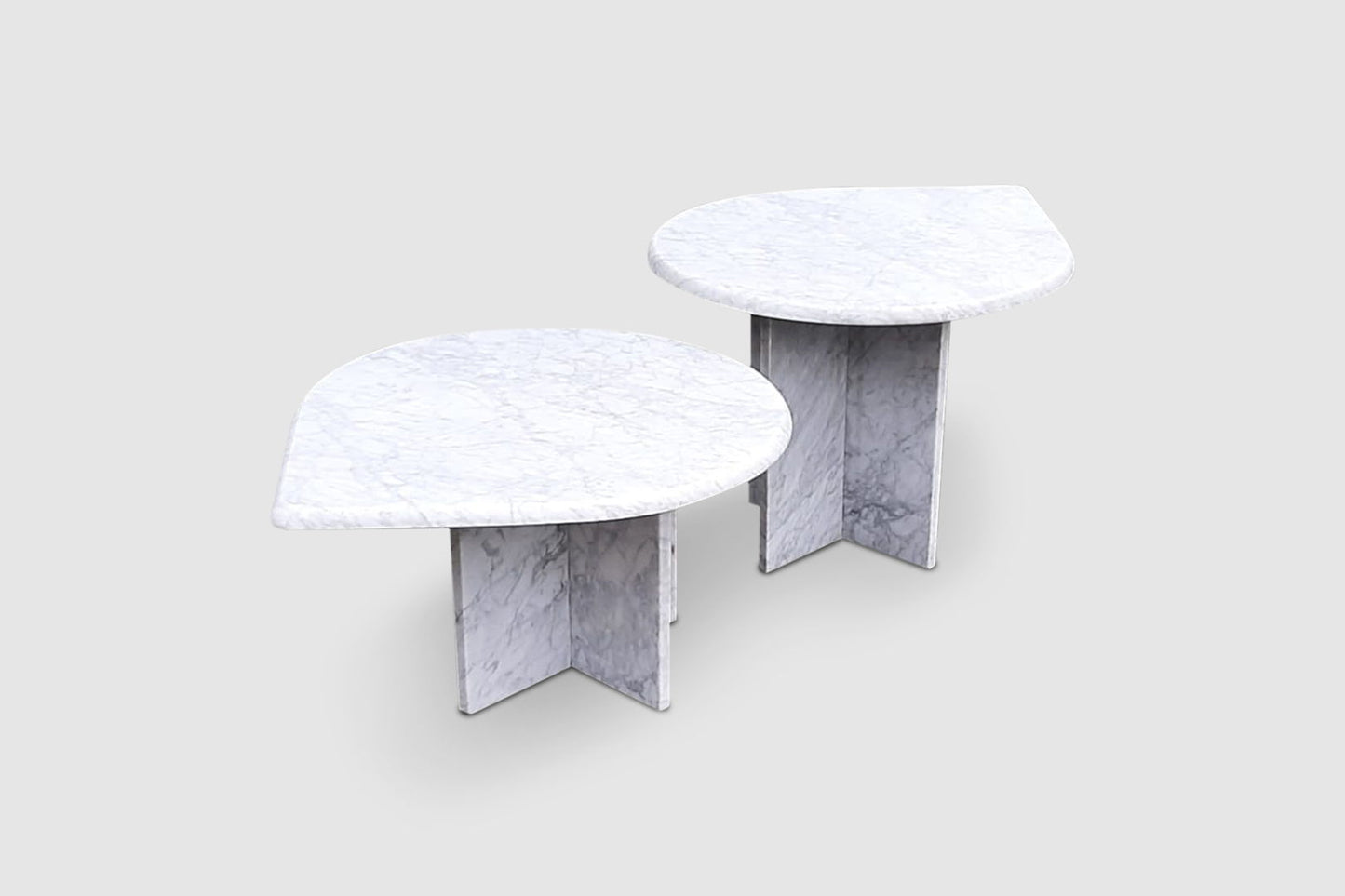 White carrara marble teardrop side table Germany 1970s, set of 2