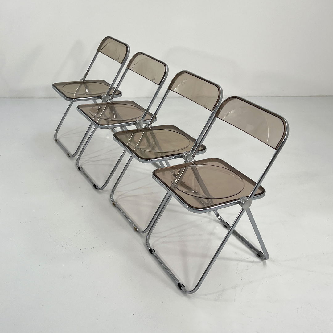 Smoke Plia Folding Chair by Giancarlo Piretti for Anonima Castelli, 1960s
