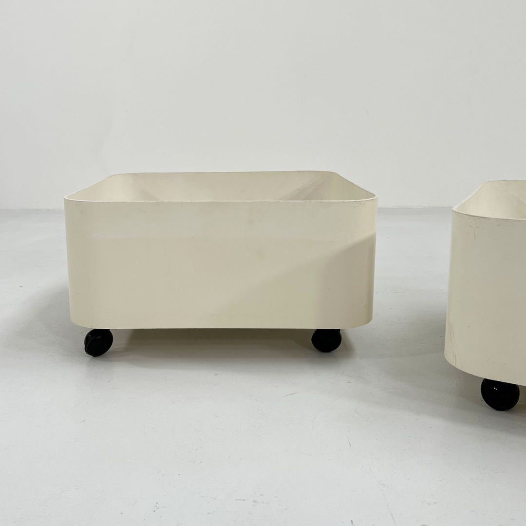 Pair of Square Planters on Wheels by Anna Castelli for Kartell, 1970s