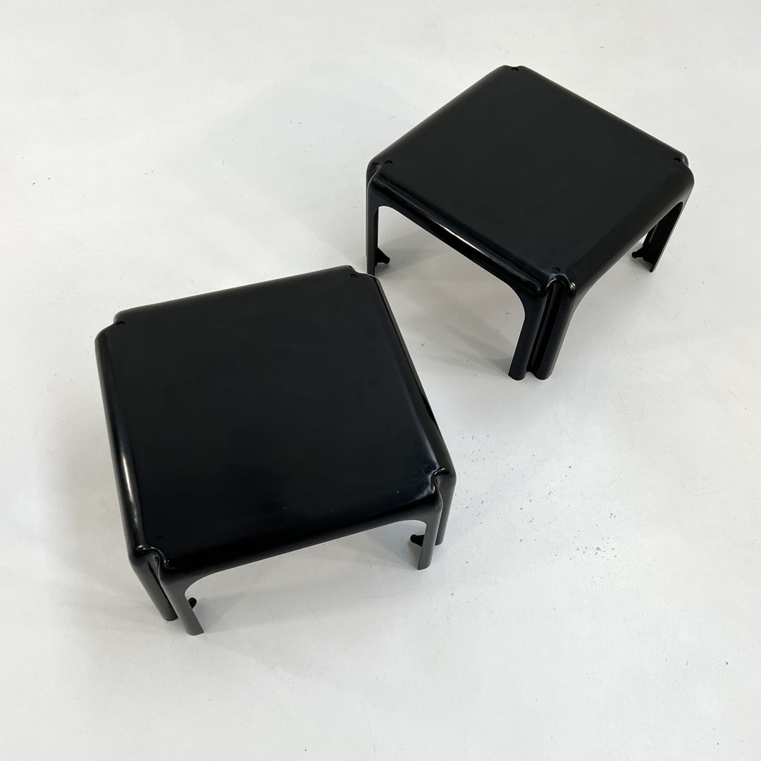 Pair of Black Elena Stacking Tables by Vico Magistretti for Metra, 1970s
