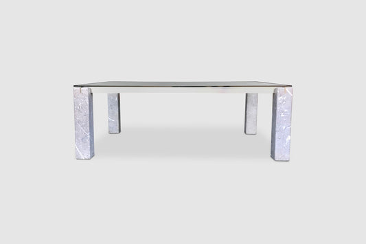 Faraone glass and marble dining table by Renato Polidori for Skipper Italy 1980s