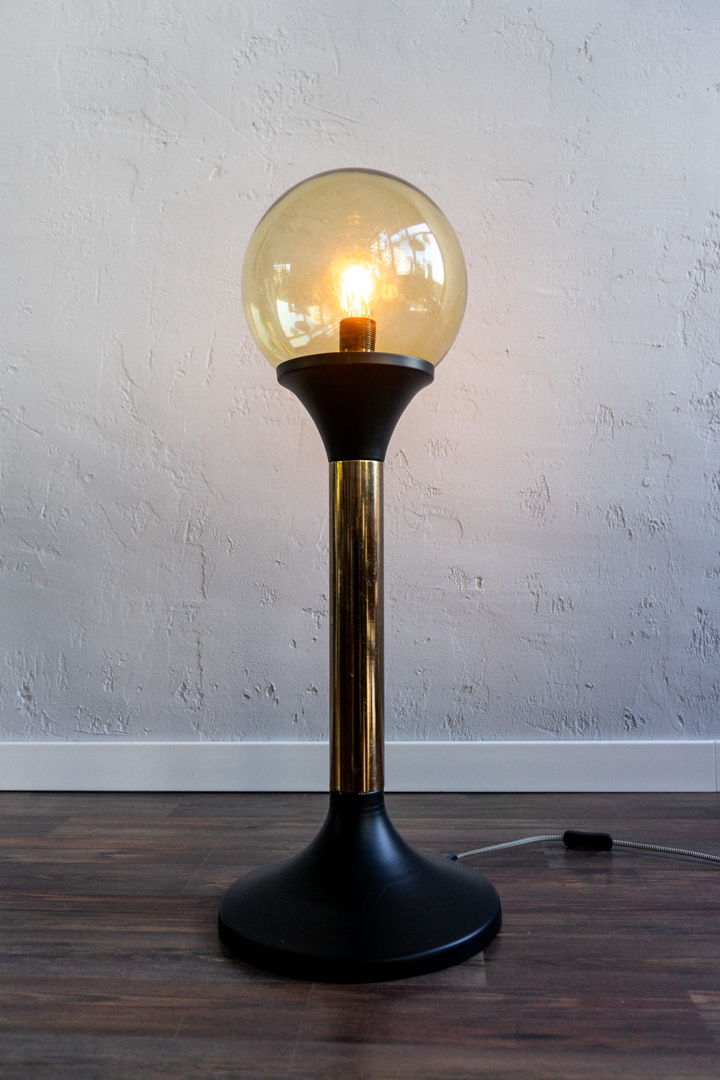 Vintage Glass Metal Floor Lamp, 80s