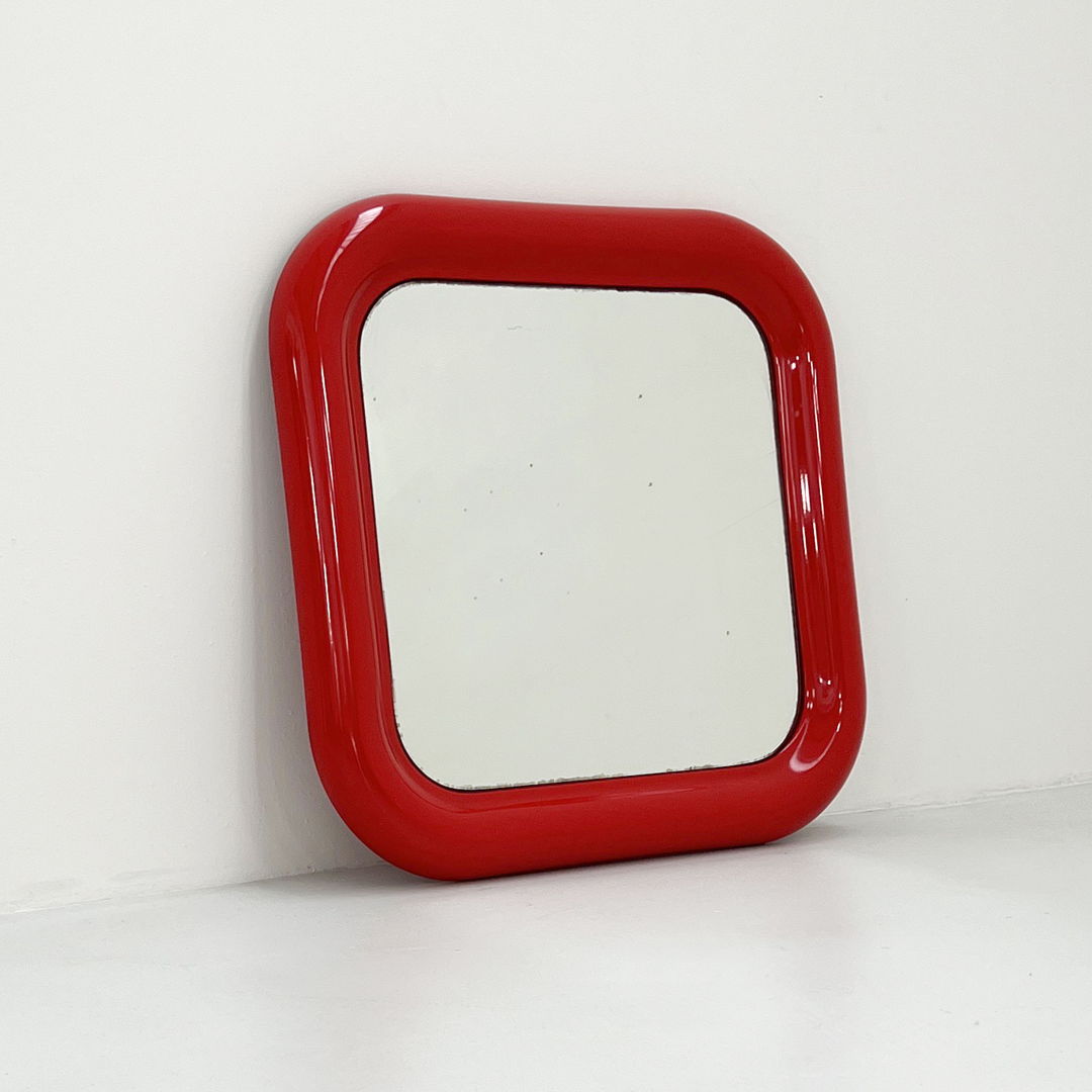 Red Space Age Mirror in Fiberglass, 1970s