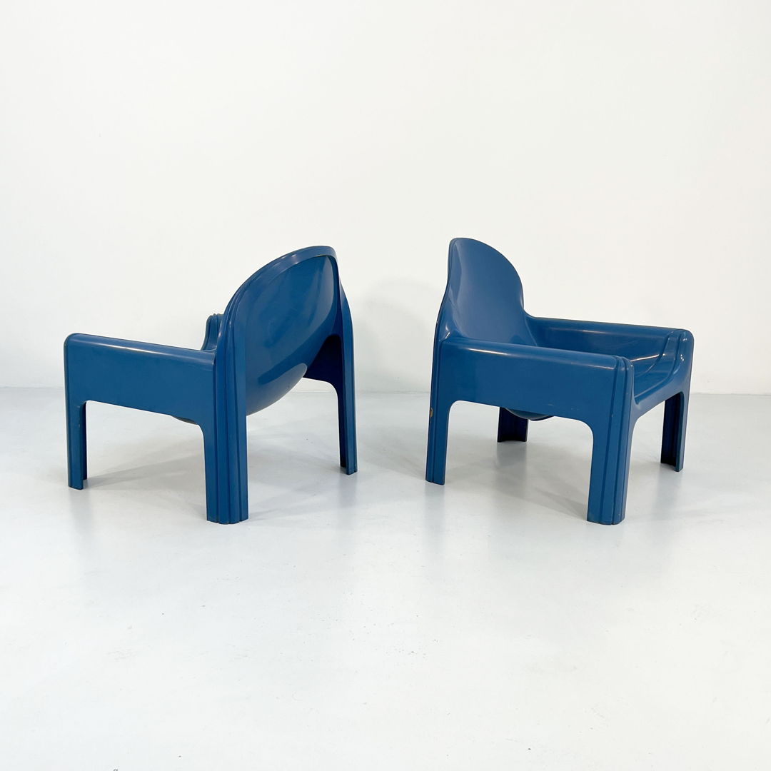 Pair of Blue Model 4794 Lounge Chairs by Gae Aulenti for Kartell, 1970s