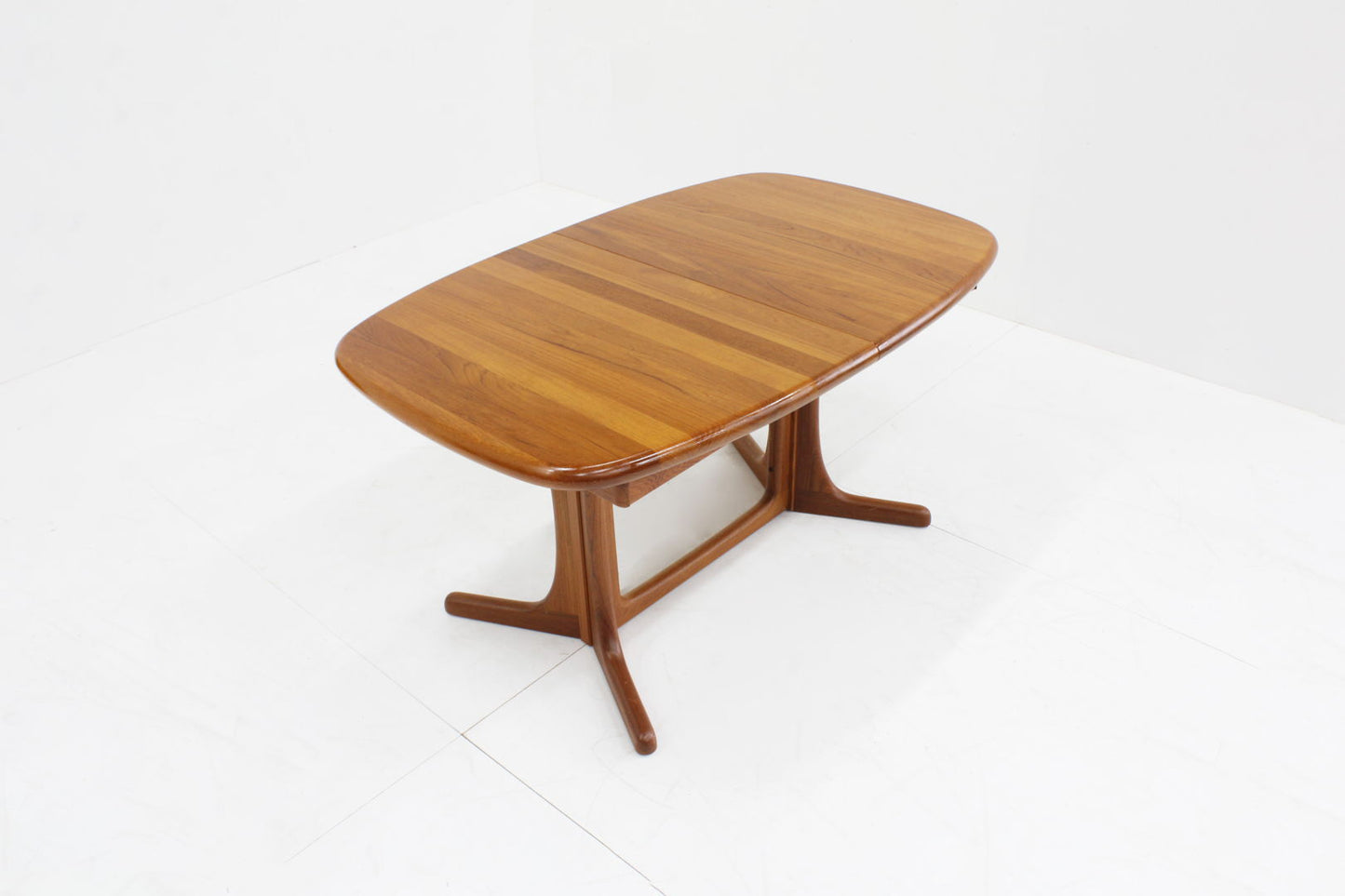 Vintage Danish oval extendable dining table solid teak