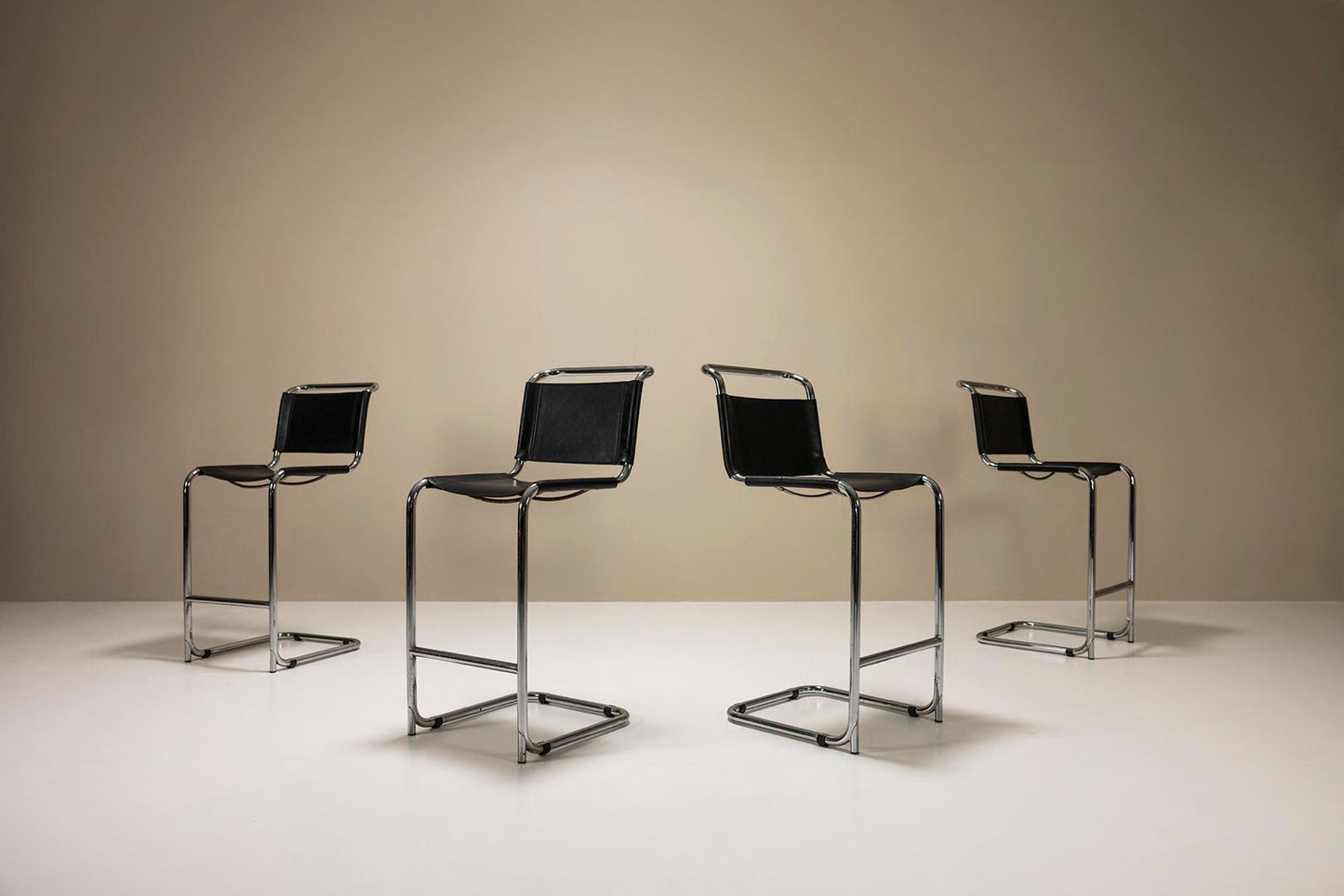 Set Of Four Bar Stools In Aluminum By Marcel Breuer For Gordon International, Italy 1970's